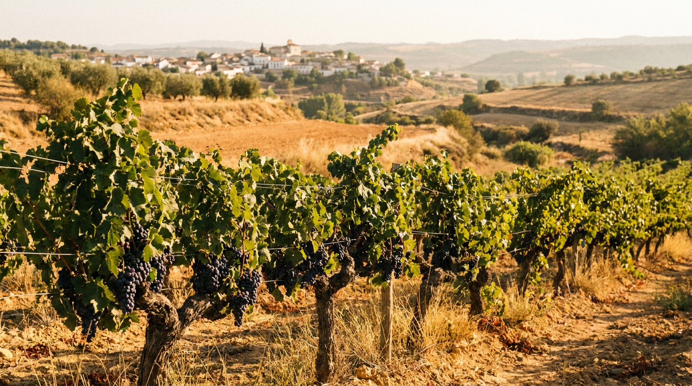 Viñedos de la Vega de Chinchón en septiembre, época de vendimia cerca de Madrid